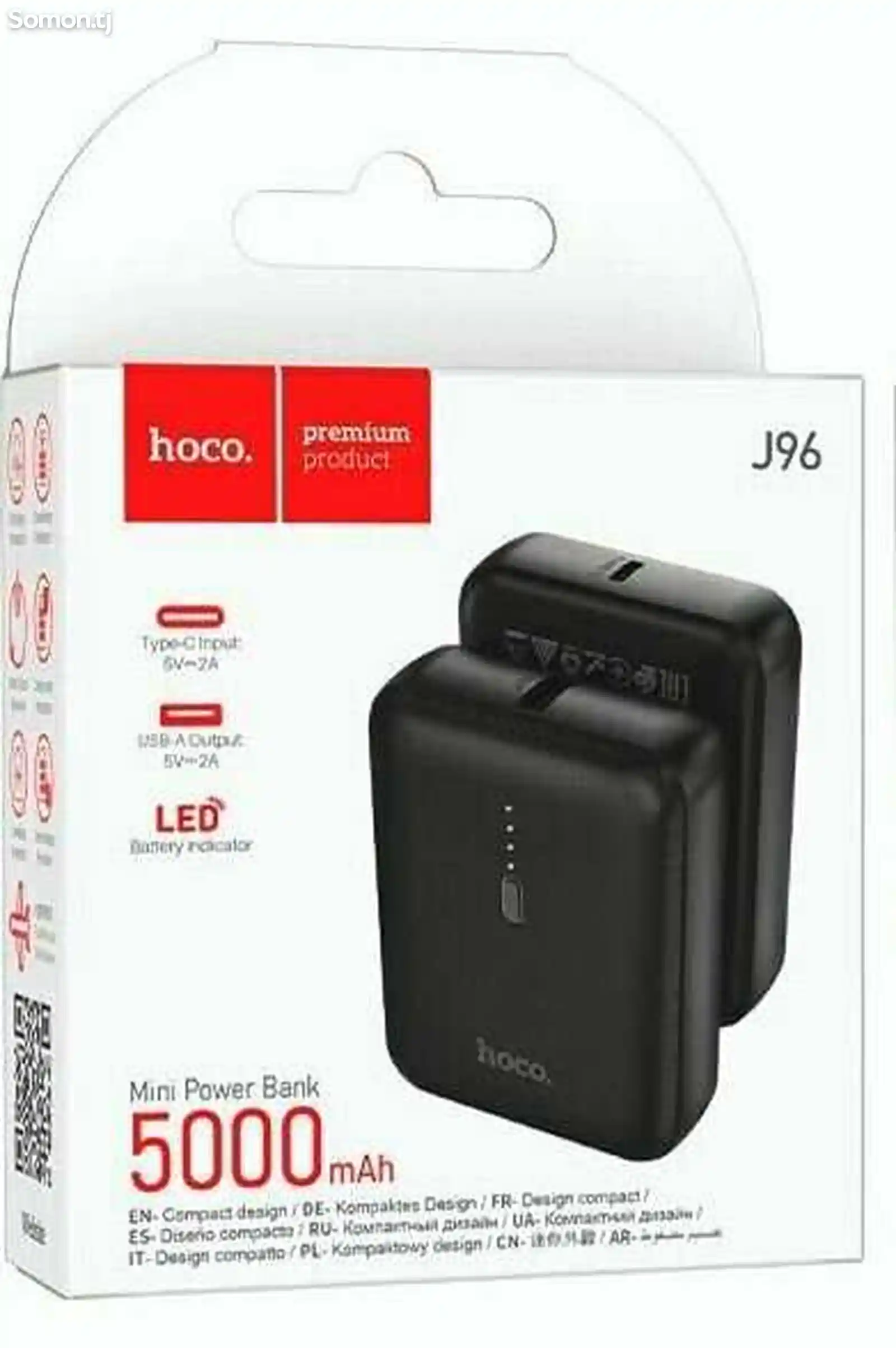 Внешний аккумулятор Power bank Hoco J96 MINI, 5000mAh / мобильный блок питания T-4