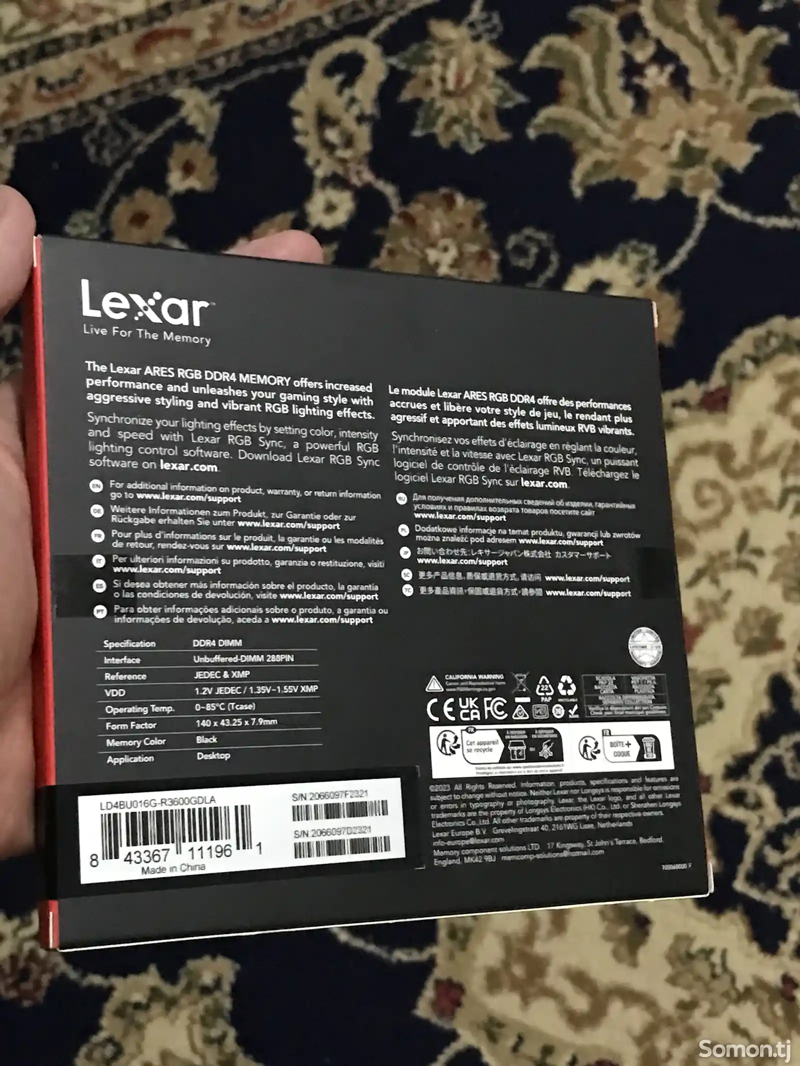 Оперативная память Lexar RGB ddr4 16+16 32g 3600mh-2