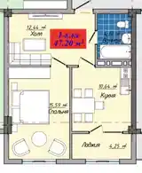 1-комн. квартира, 4 этаж, 48 м², 8/12 мкр-3