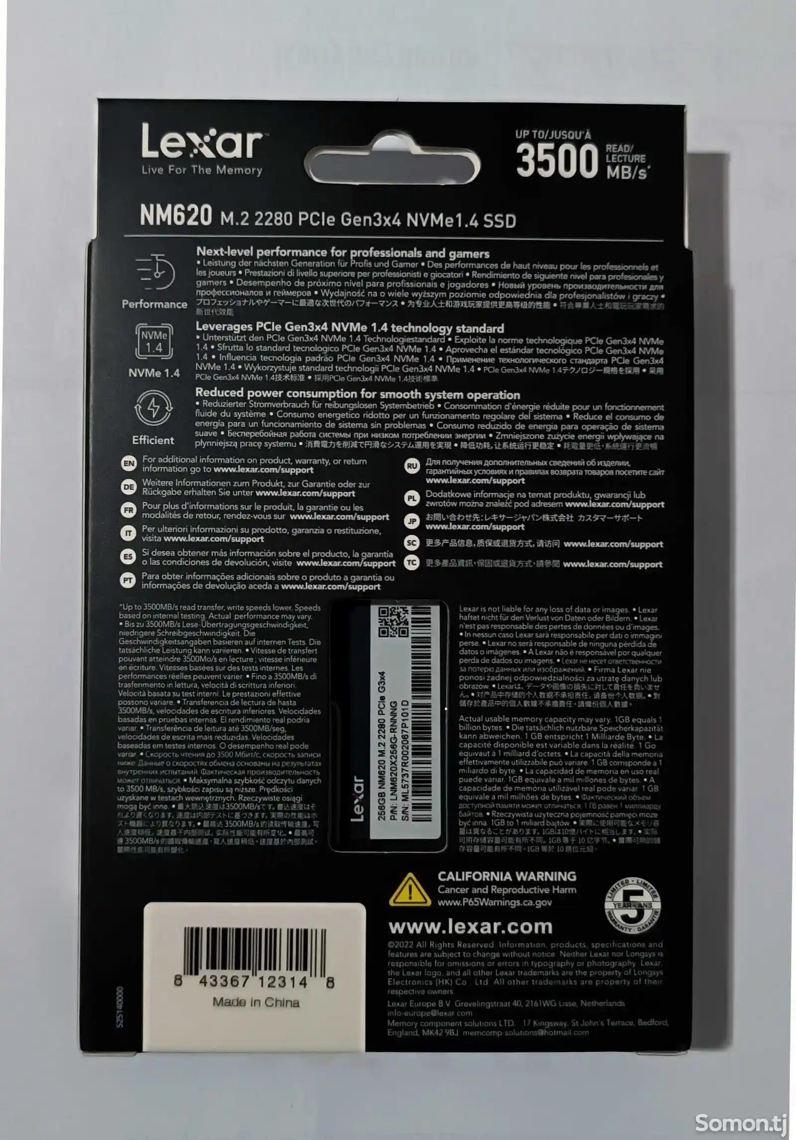 SSD накопитель Lexar 256GB NM620 M.2-2