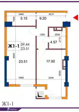 2-комн. квартира, 4 этаж, 60 м², Проспект Айни, Дом Бустон Сити-2