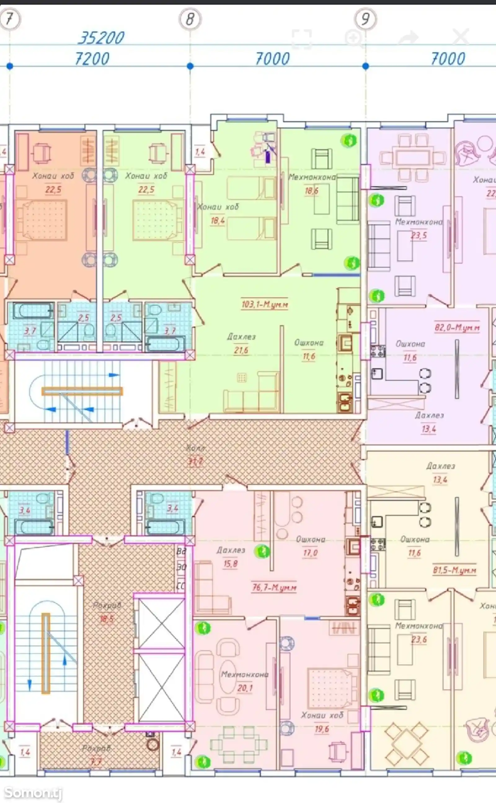 3-комн. квартира, 9 этаж, 106 м², Зеленый базар-4