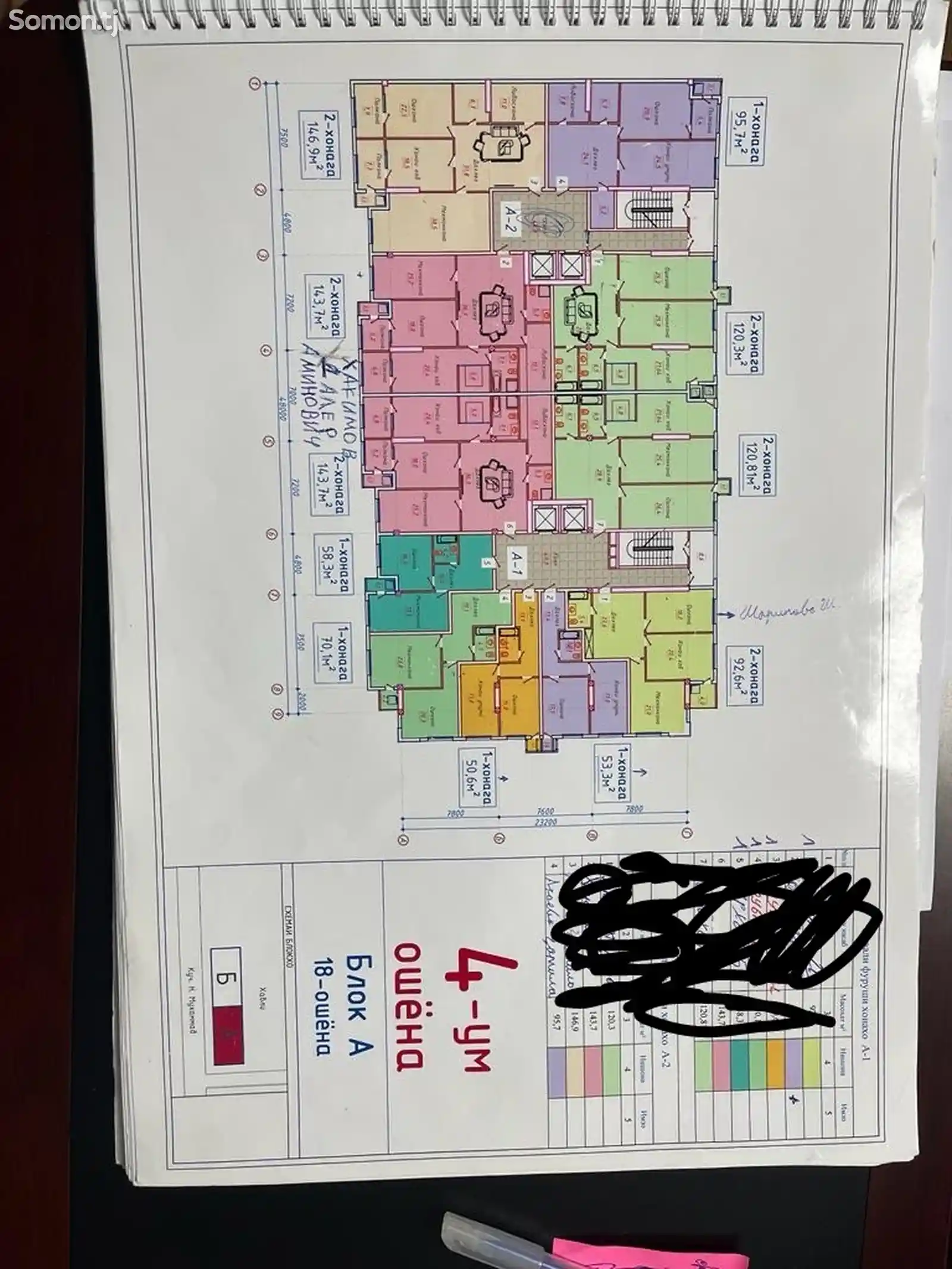 1-комн. квартира, 11 этаж, 53 м², Шохмансур, Магазин Волна-5