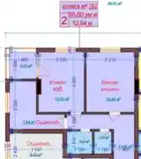 2-комн. квартира, 3 этаж, 55 м², 4-2