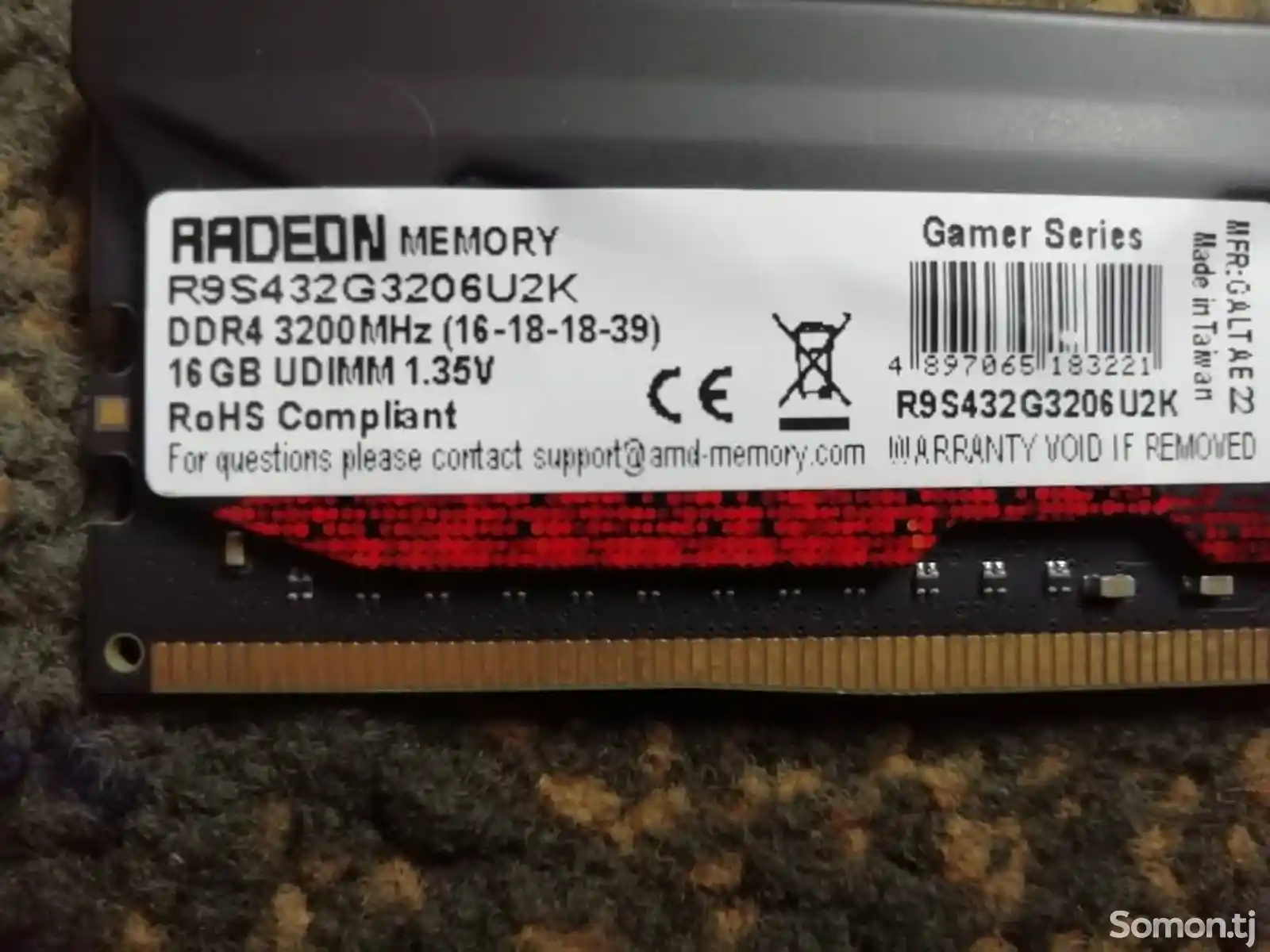 Оперативная память Radeon r9 DDR4 1шт 16gb xmp профиль 3200-2