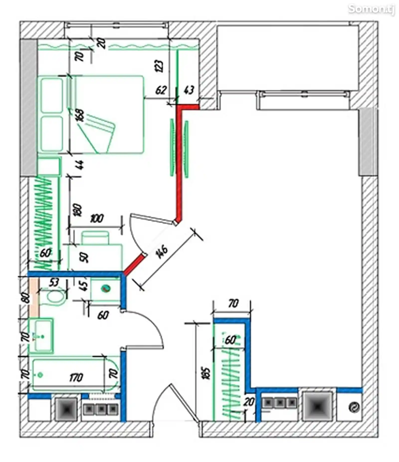 1-комн. квартира, 2 этаж, 40 м², Поворот Ленинграда