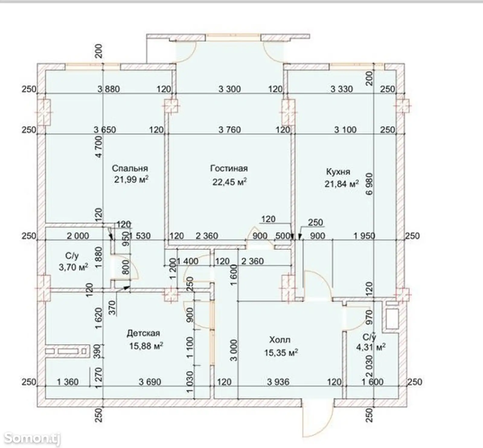 3-комн. квартира, 12 этаж, 100 м², Ваданасос-4