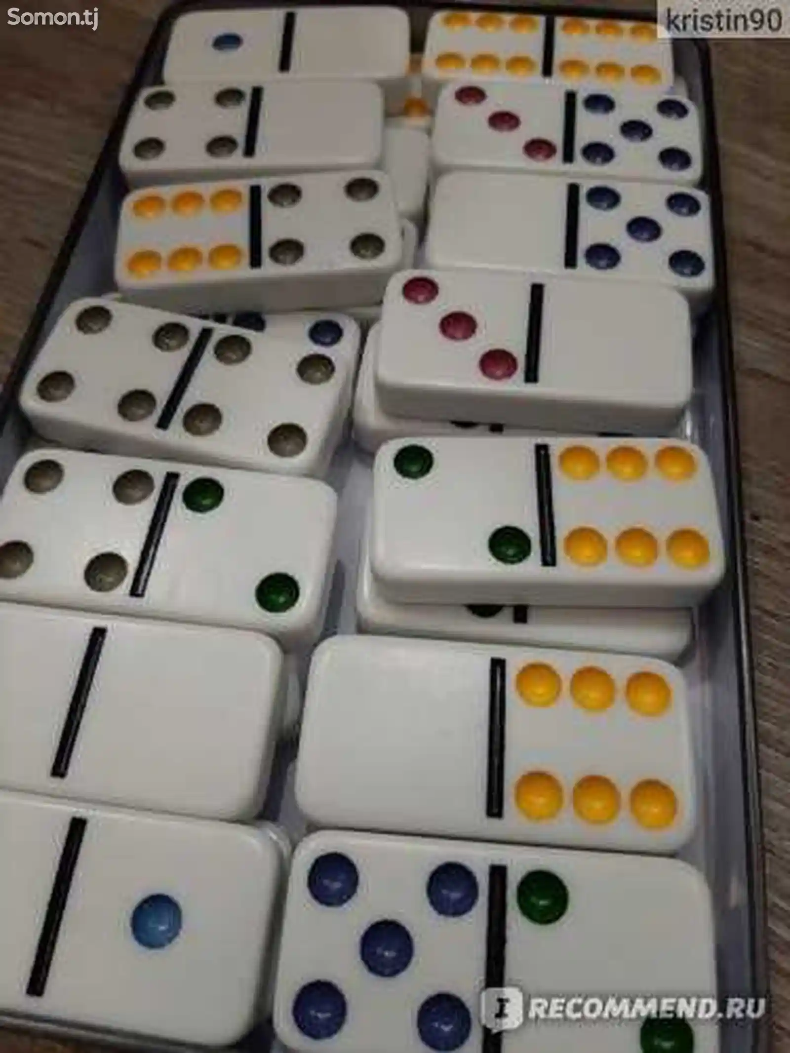 Игрушка Домино цветная в металлическом коробке-4