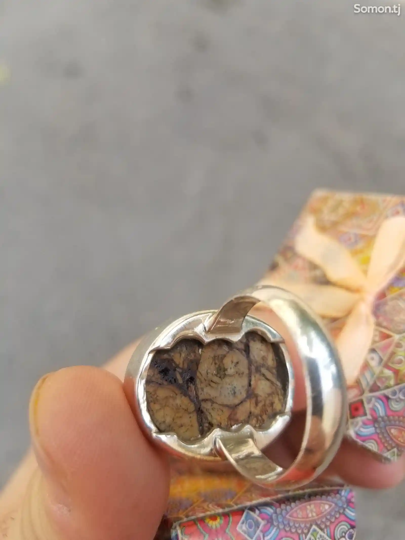 Серебренное кольцо с натуральным камнем из бирюзы-3