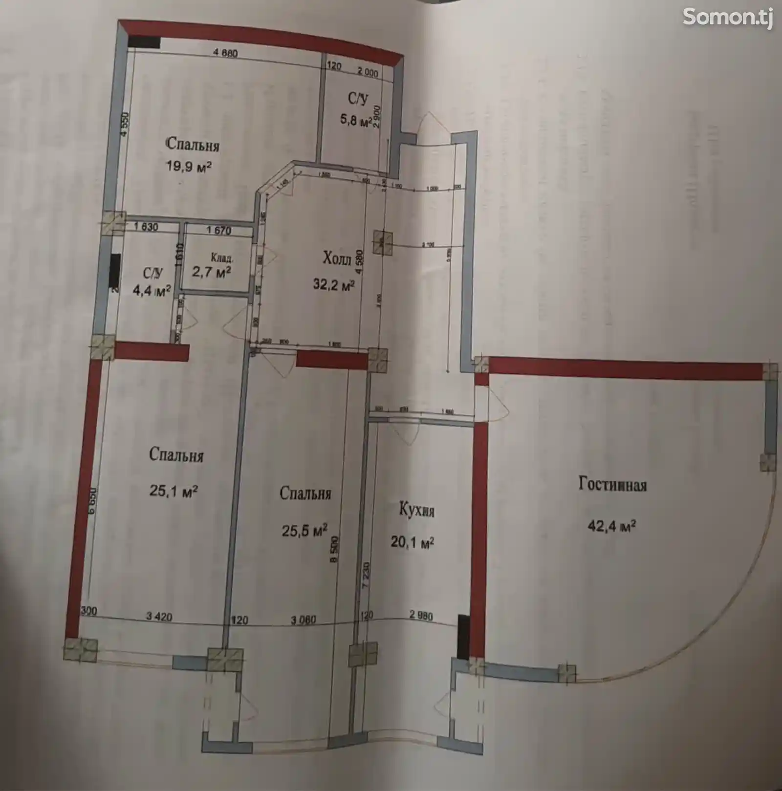 4-комн. квартира, 13 этаж, 173 м², Сехов-2