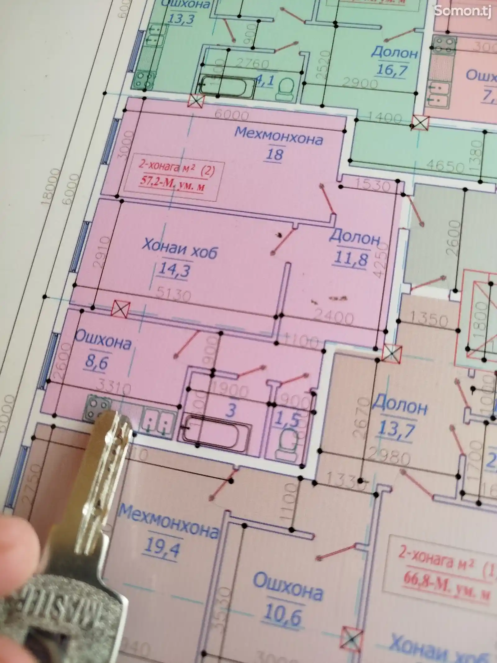 2-комн. квартира, 11 этаж, 57 м², поворот Ленинград