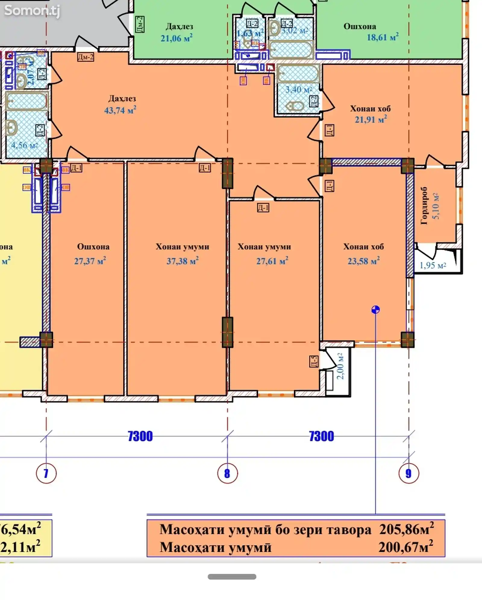 4-комн. квартира, 13 этаж, 200 м², 91мкр, Барки Точик-2