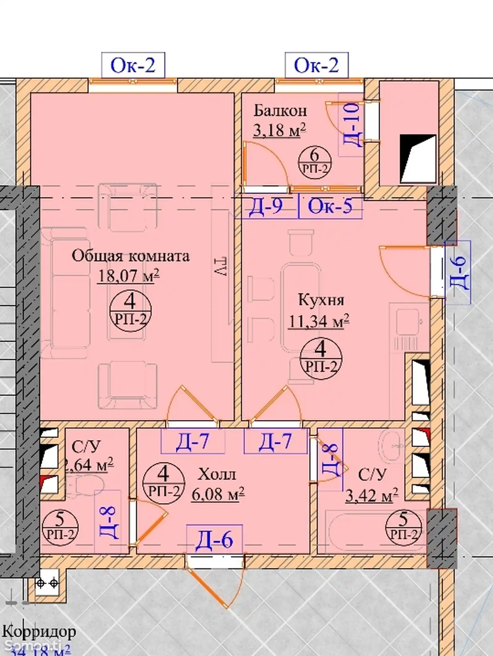 1-комн. квартира, 12 этаж, 46 м², Кольцевая Товус, парк Пойтахт-7