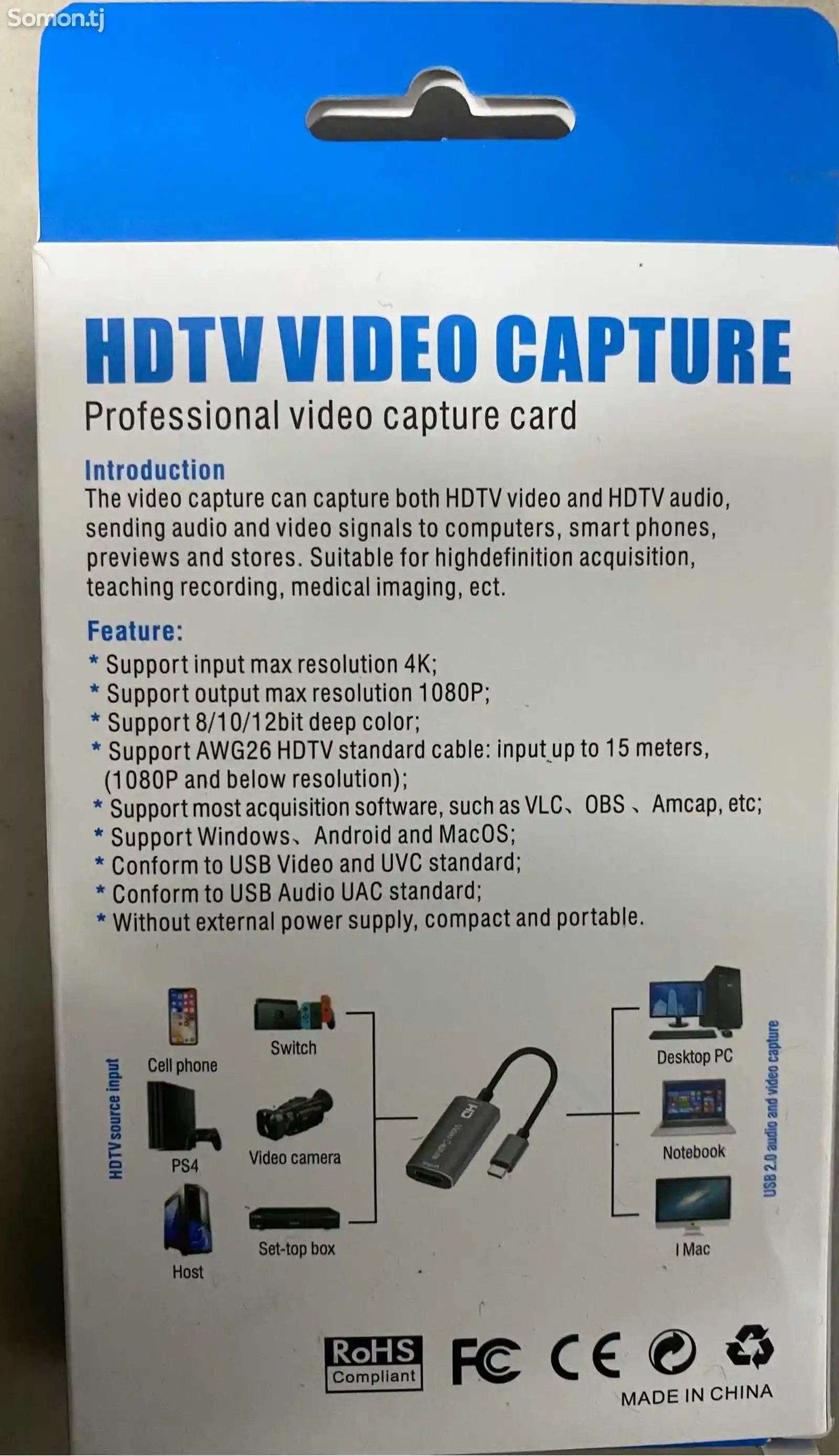 Hdmi-совместимый с картой захвата звука Type C видео 4K 1080P-2