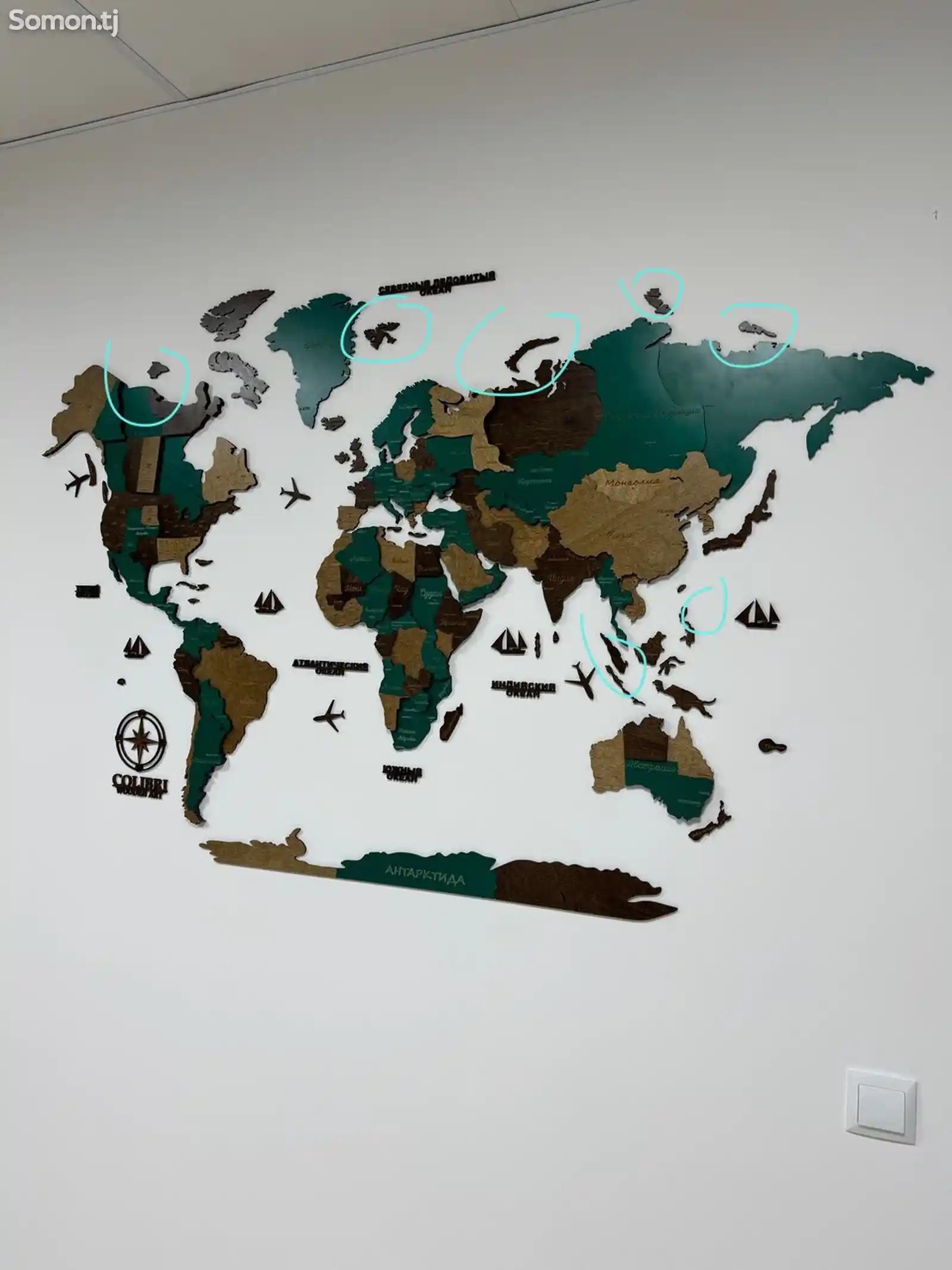 Премиальная 3D Карта Мира из дерева-7