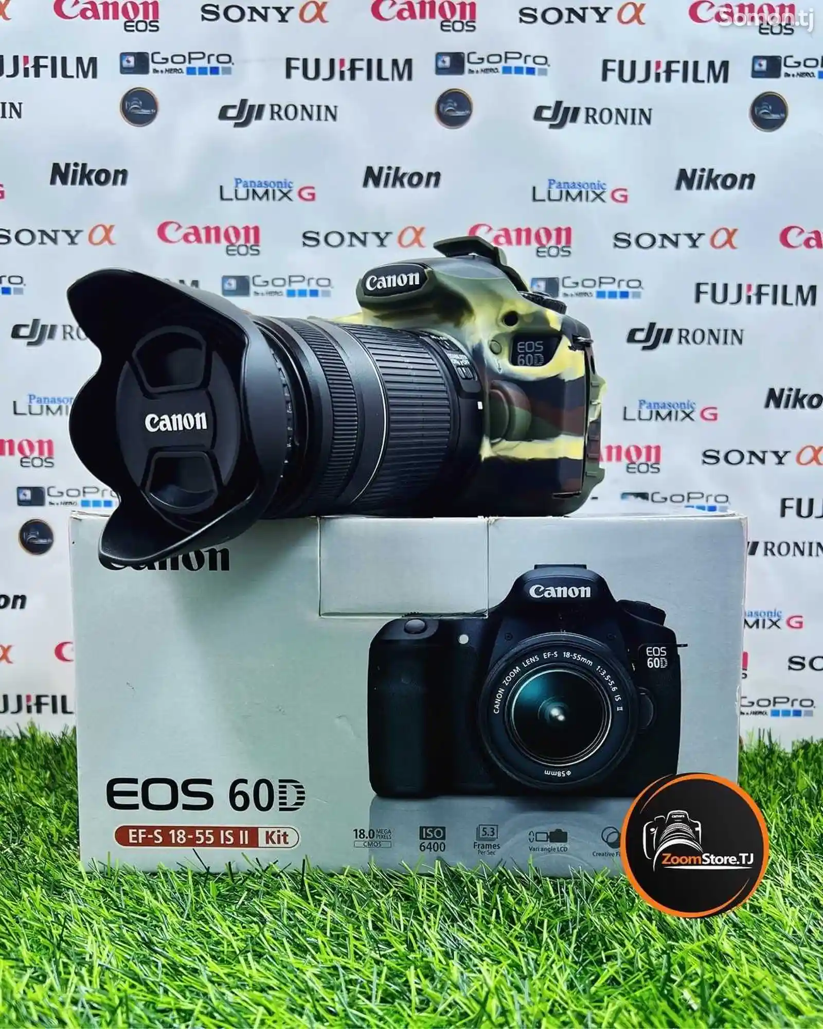 Фотоаппарат Canon 60D + объектив 55-250mm + вспышек-7