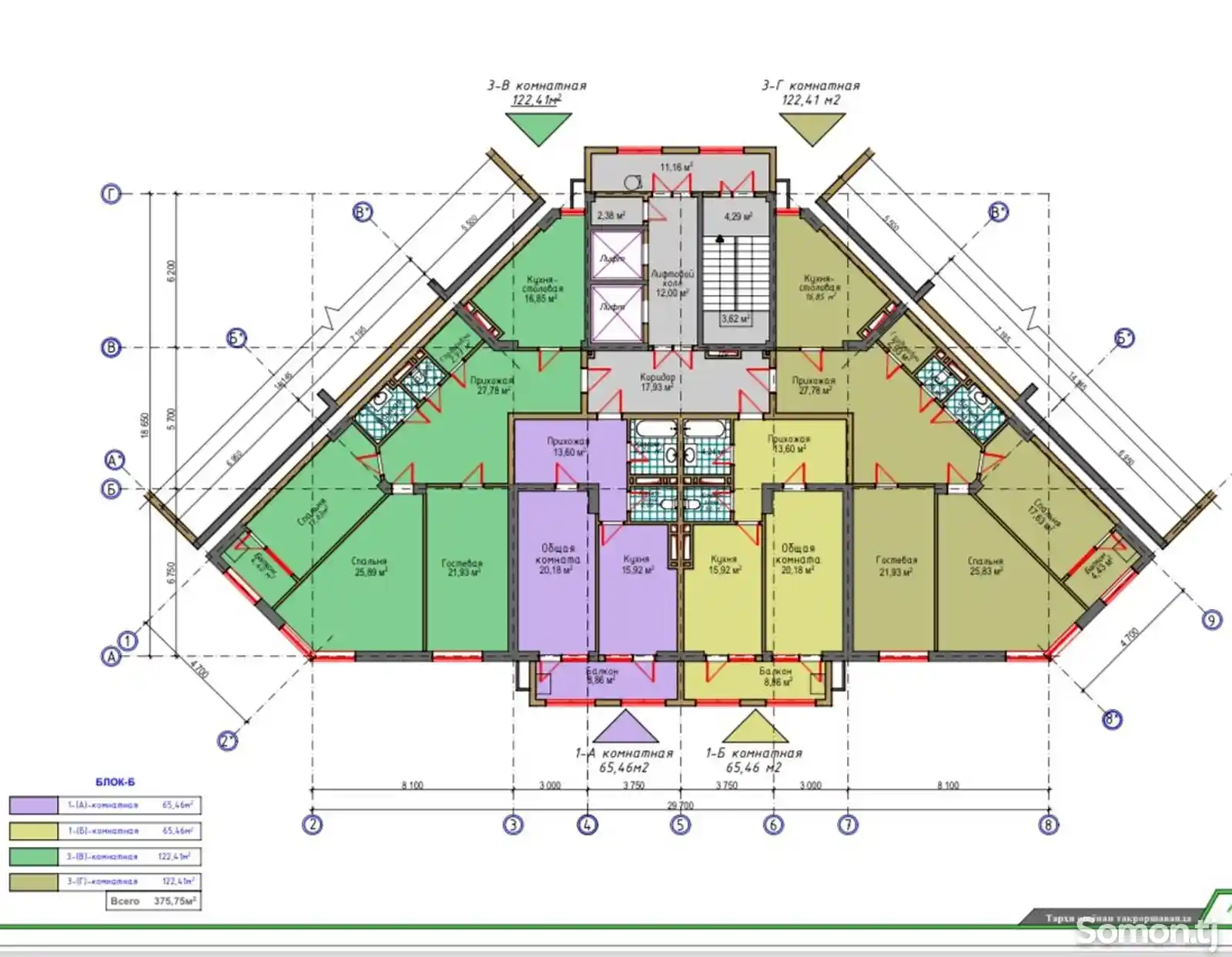 3-комн. квартира, 13 этаж, 122 м², Сино-2