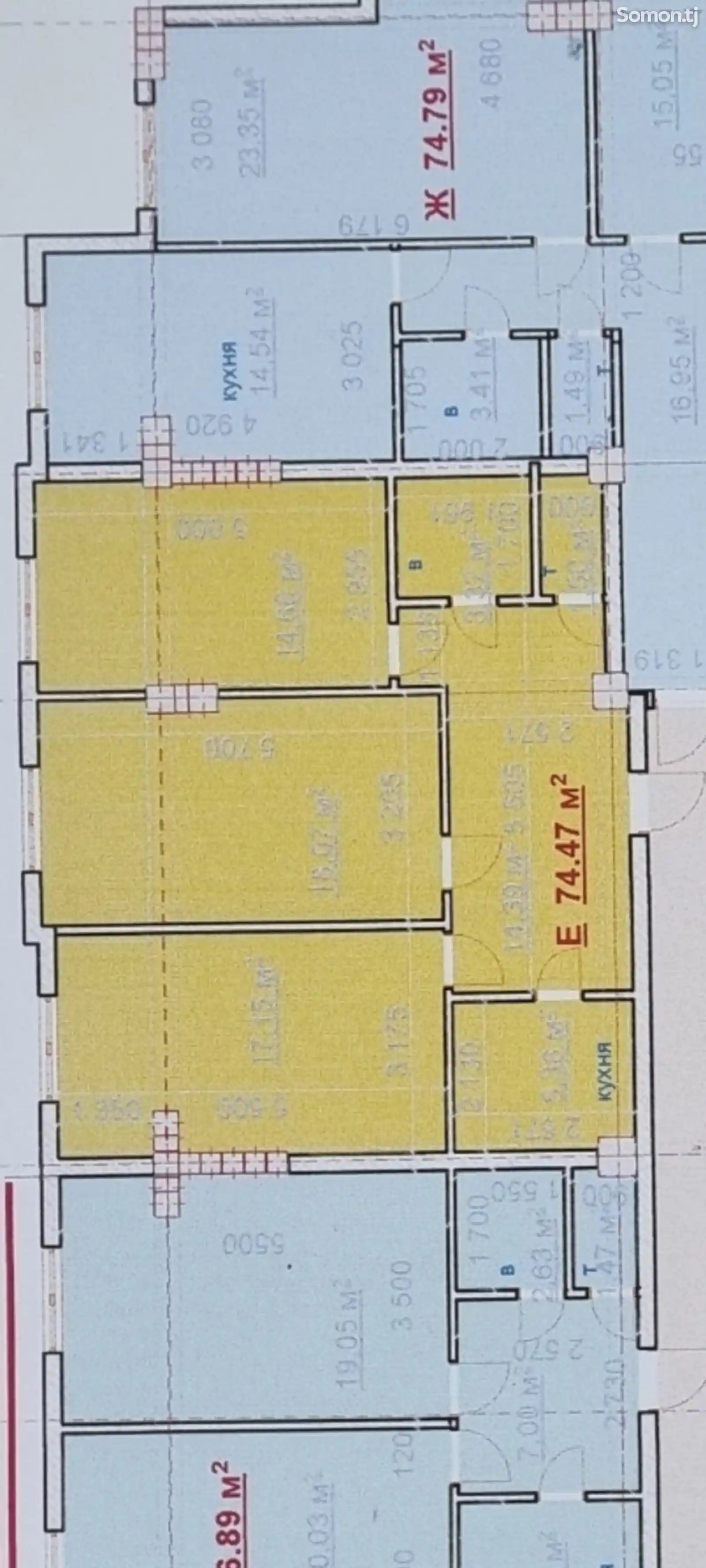 3-комн. квартира, 3 этаж, 74 м², улица Фестивальная-2