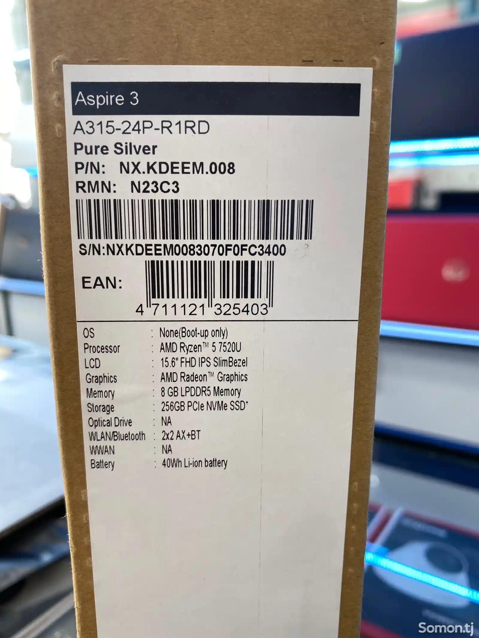 Ноутбук Acer Aspire3 Ryzen5-7520 8/256gb SSD-5