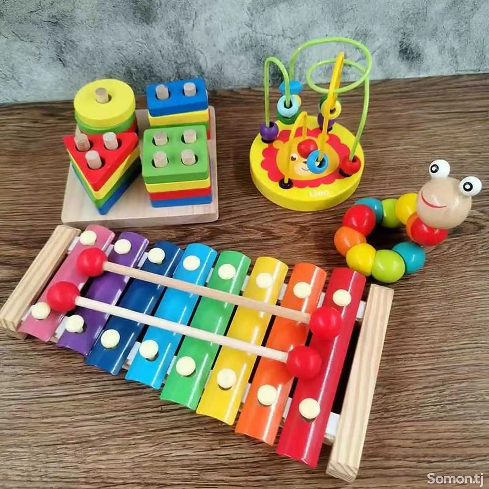 Комплект развивающих детских игрушек из дерева-3