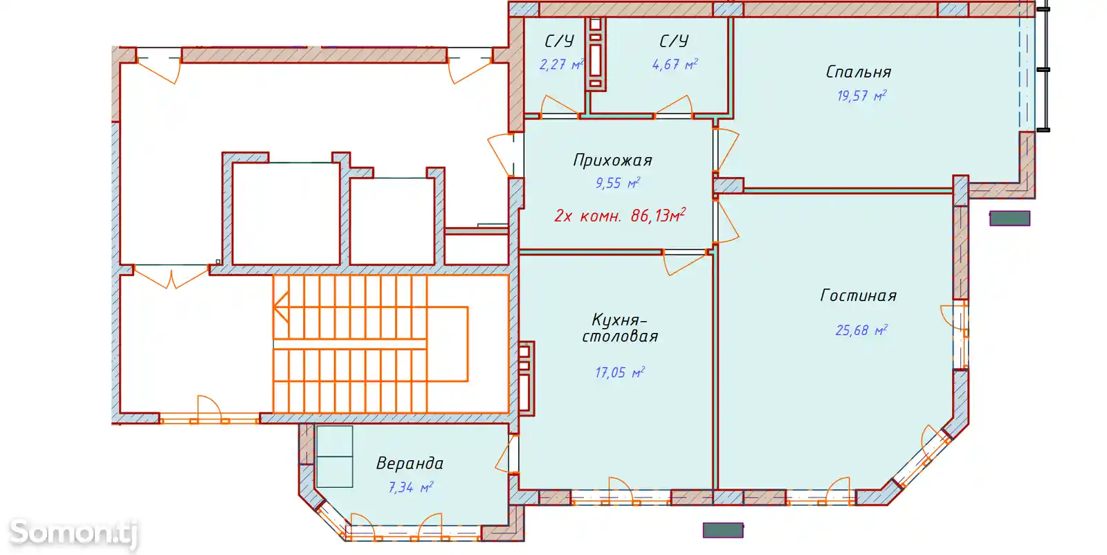 2-комн. квартира, 11 этаж, 86 м², 19мкр-9