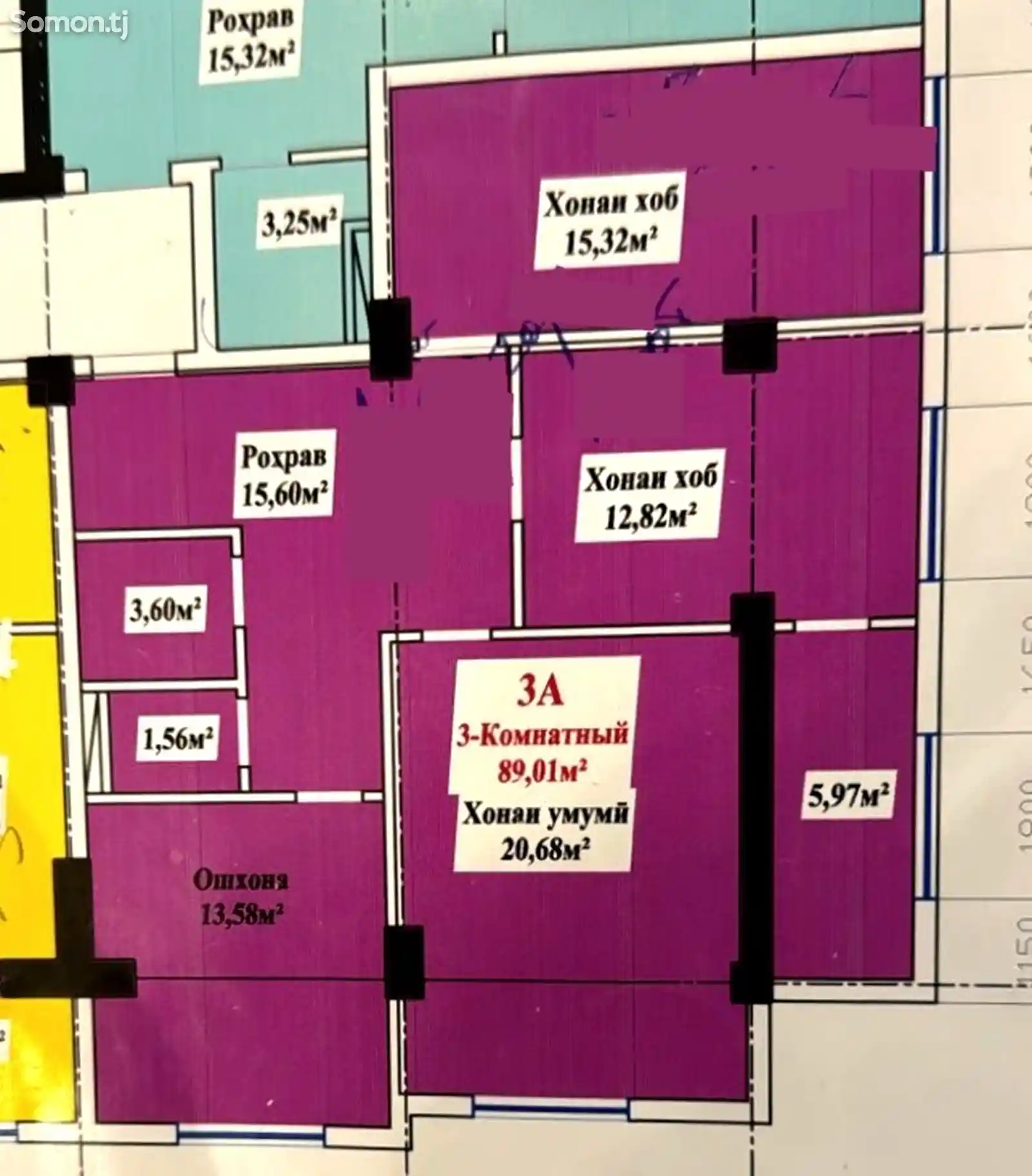 3-комн. квартира, 10 этаж, 89 м², назди Бозори Сафар-1