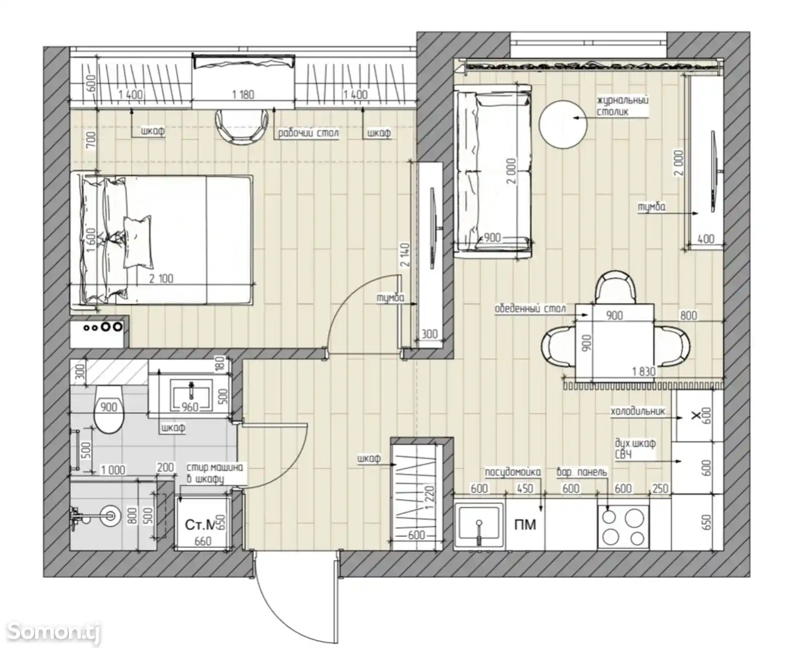 1-комн. квартира, 2 этаж, 41 м², 6 мкр-4