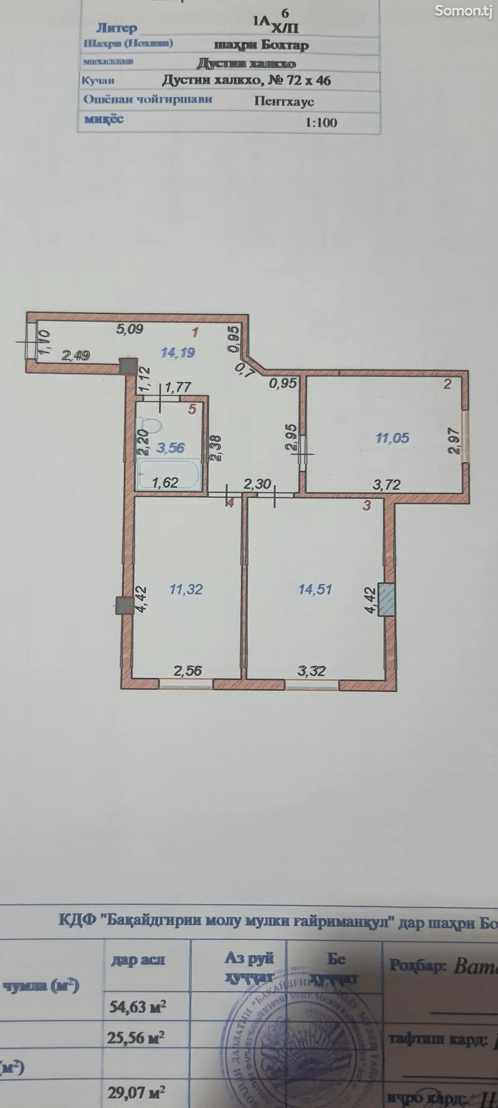 2-комн. квартира, 7 этаж, 56 м², кучаи Дустии халқҳо-13