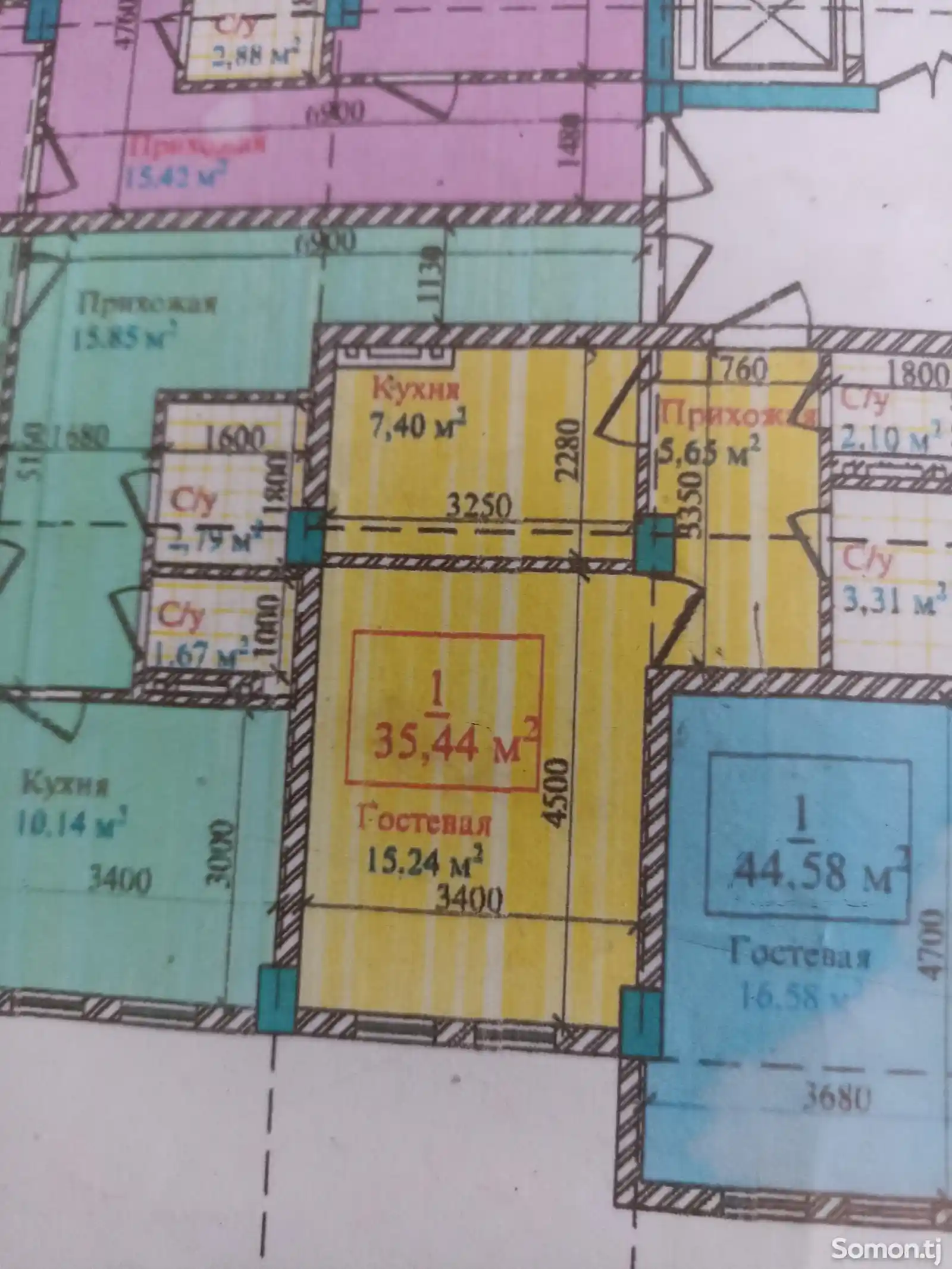 1-комн. квартира, 6 этаж, 35 м², бозори Корвон-4