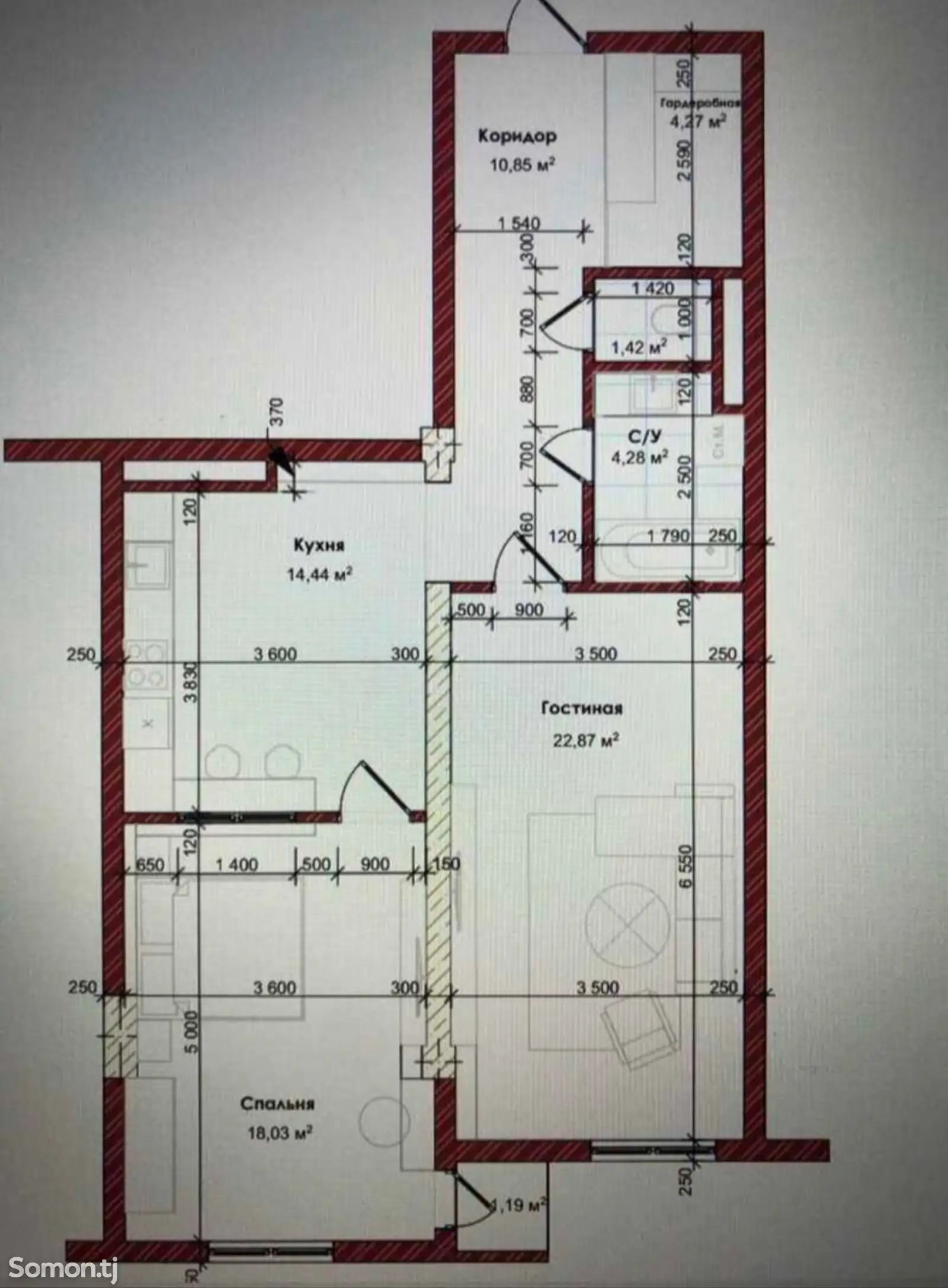 1-комн. квартира, 17 этаж, 78 м², Сино-1