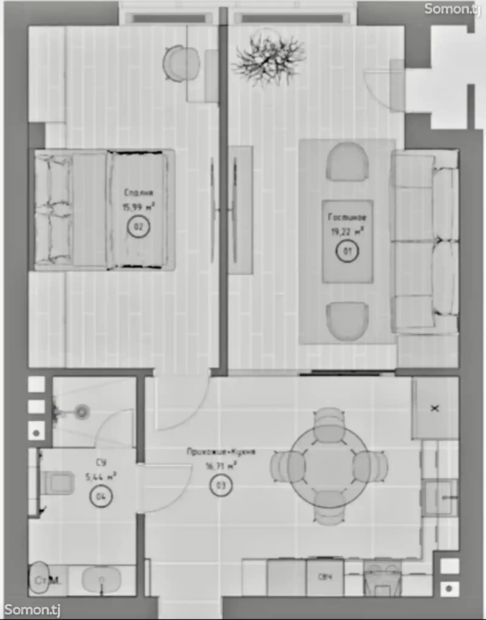 2-комн. квартира, 7 этаж, 50 м², Фирдавси-5