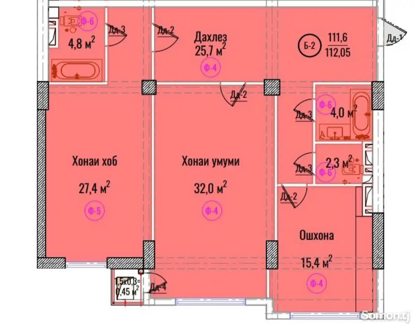 2-комн. квартира, 6 этаж, 112 м², Ашан,парк А.Навои-3