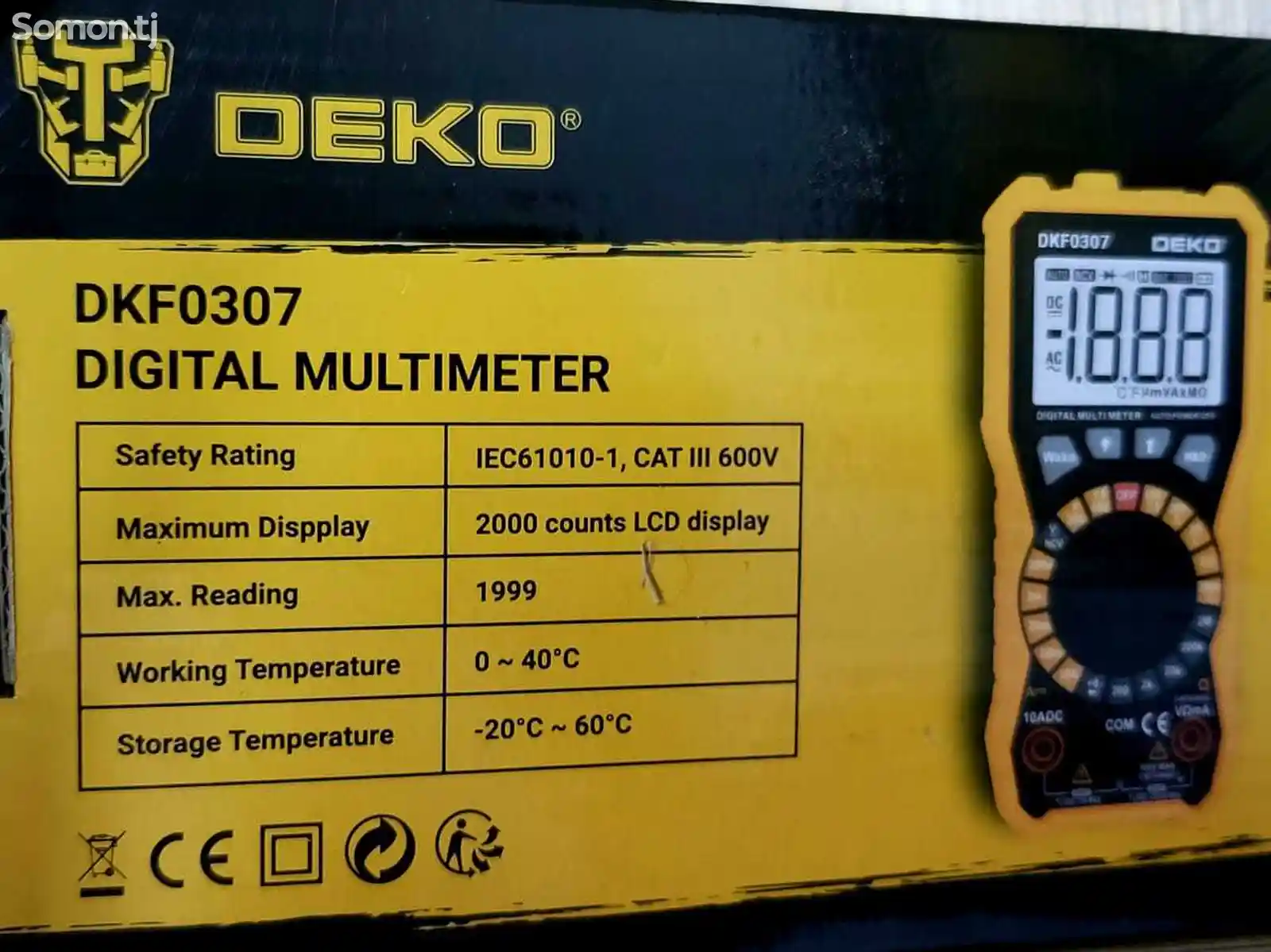 Цифровой мультиметр 600V CAT III Deko DKF0307-8