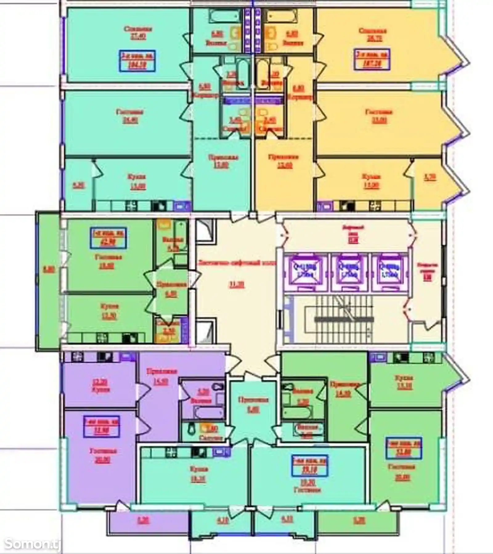 1-комн. квартира, 7 этаж, 53 м², Шохмансур-5