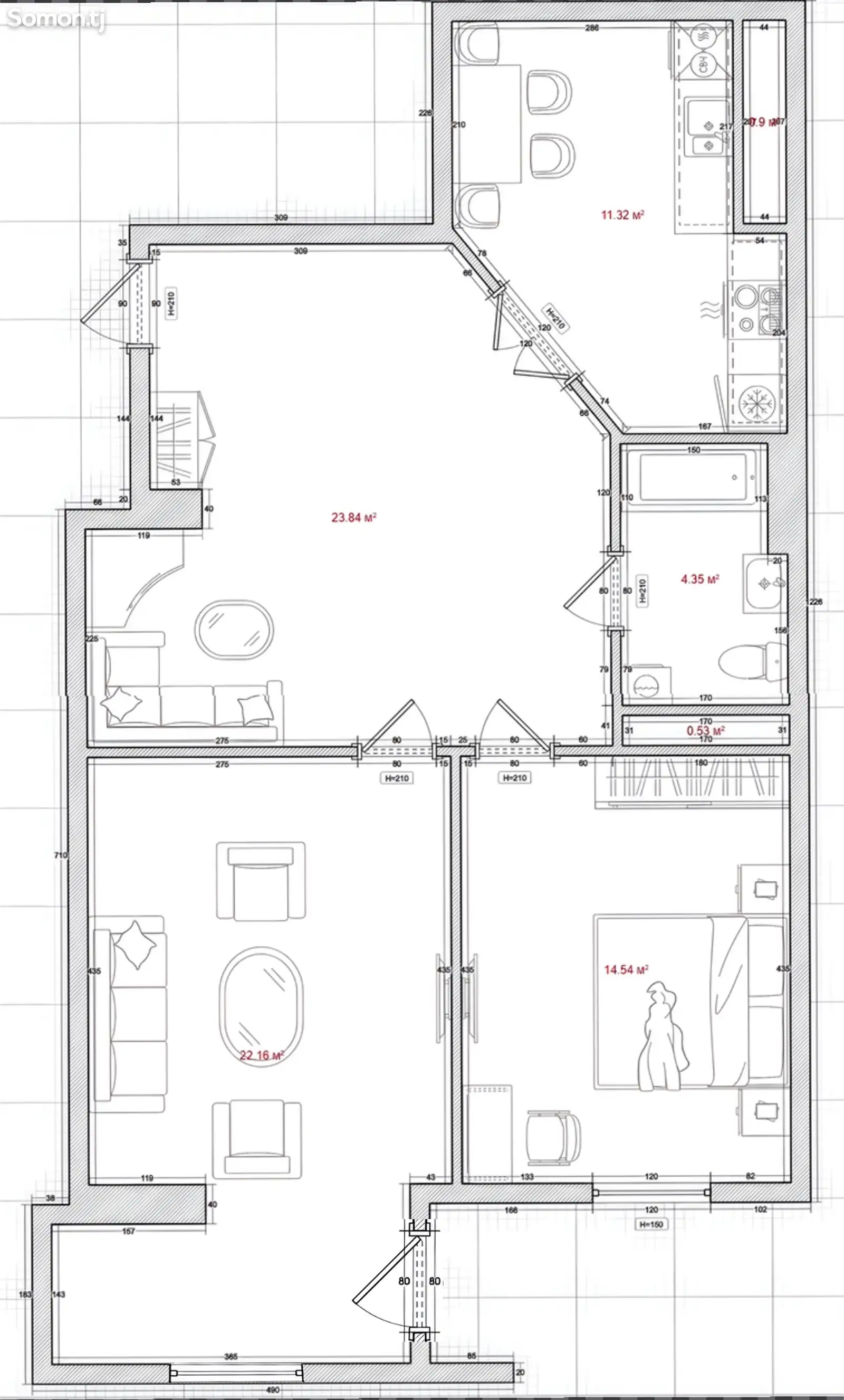 2-комн. квартира, 16 этаж, 78 м², Политехнический Институт