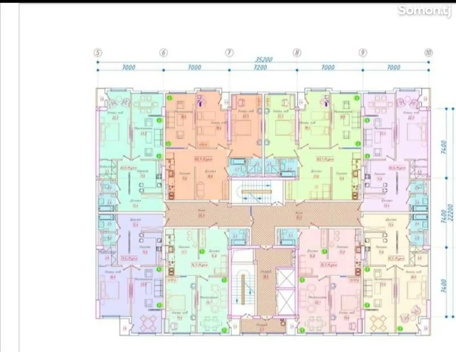 3-комн. квартира, 9 этаж, 106 м², Шохмансур-4