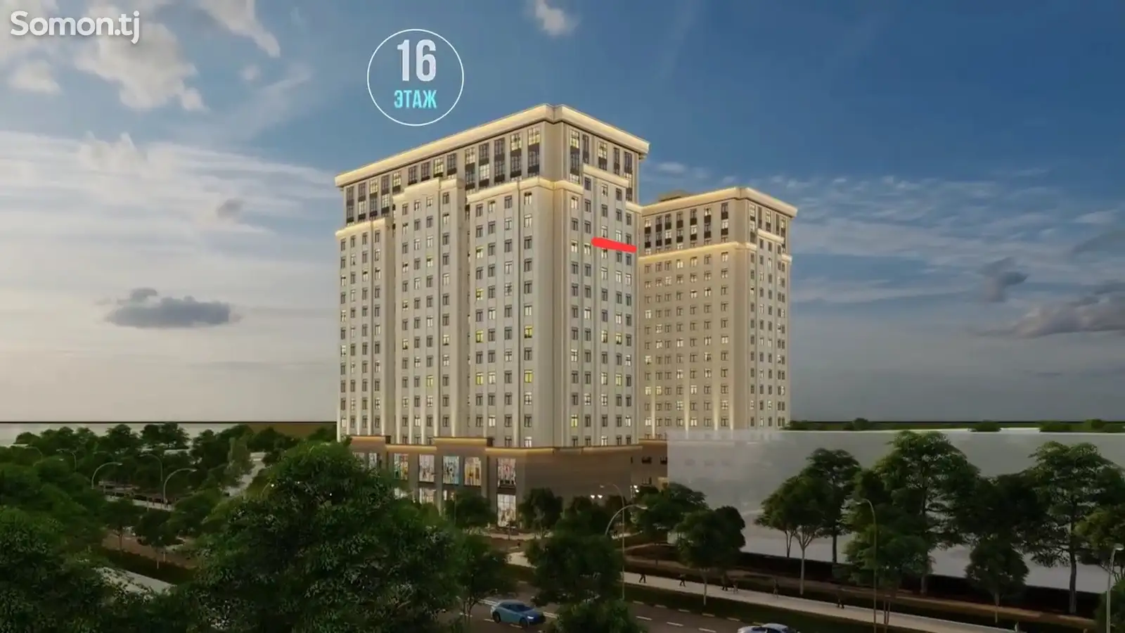 3-комн. квартира, 12 этаж, 86 м², Сино-1