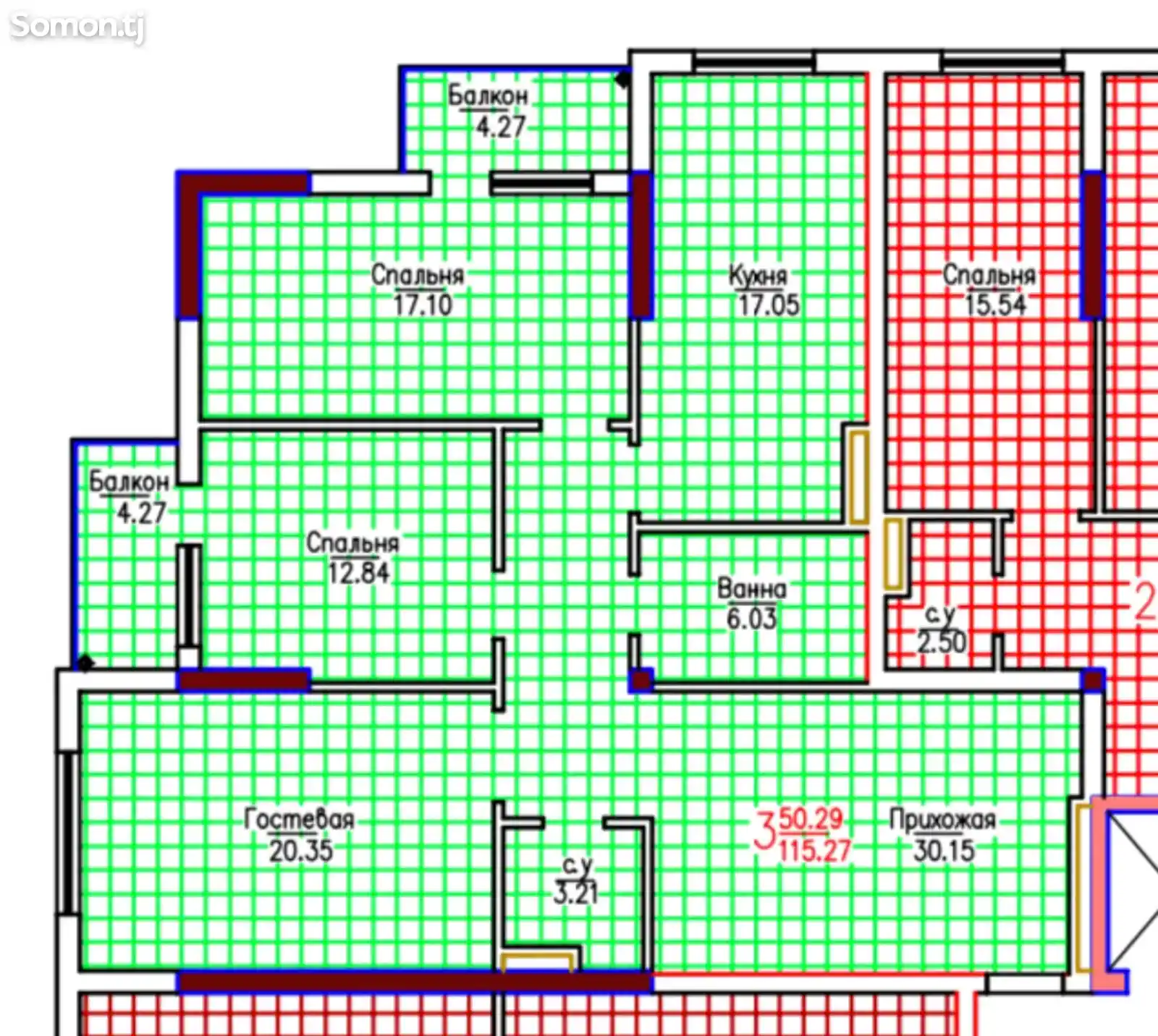 3-комн. квартира, 5 этаж, 115 м², 12 микрорайон-4