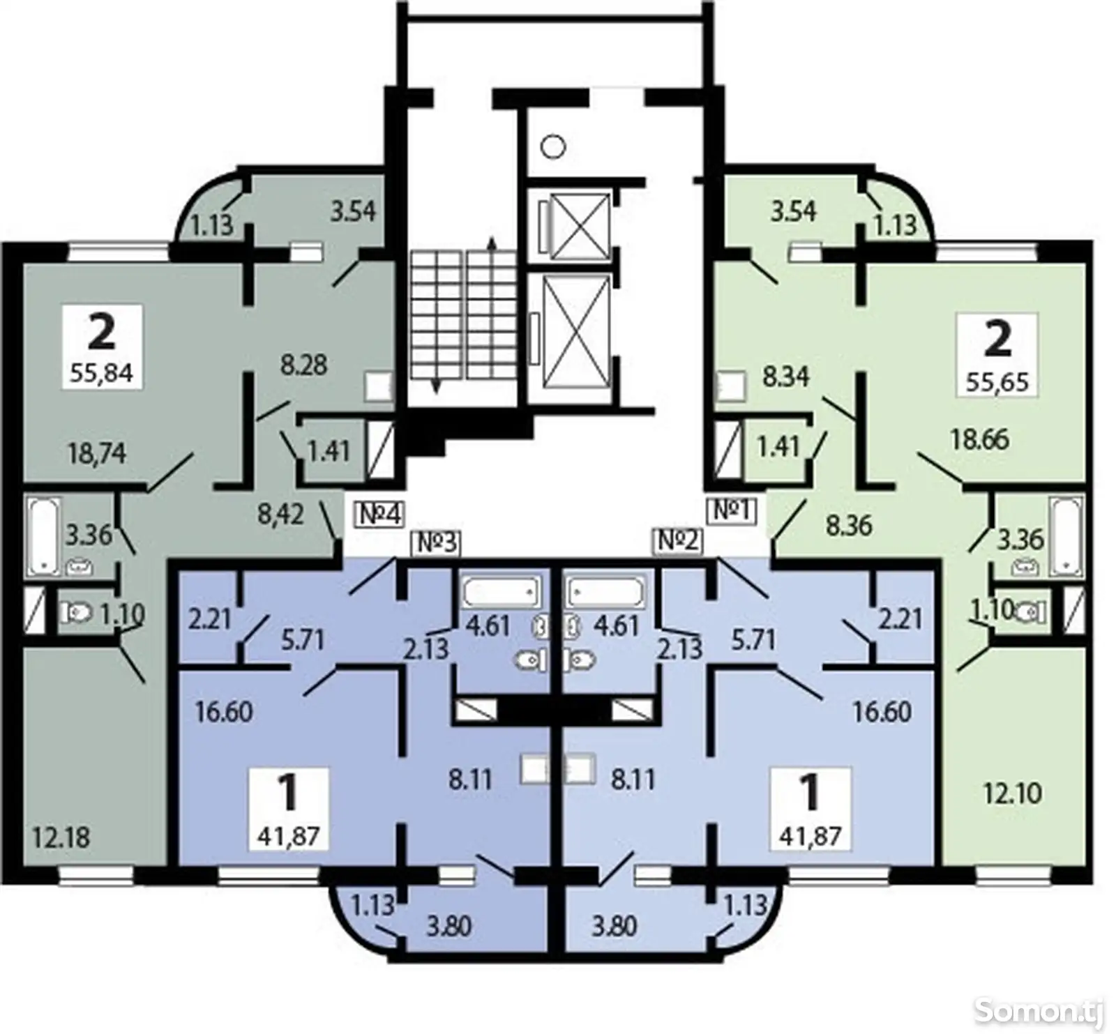 2-комн. квартира, 10 этаж, 60 м², Рудаки