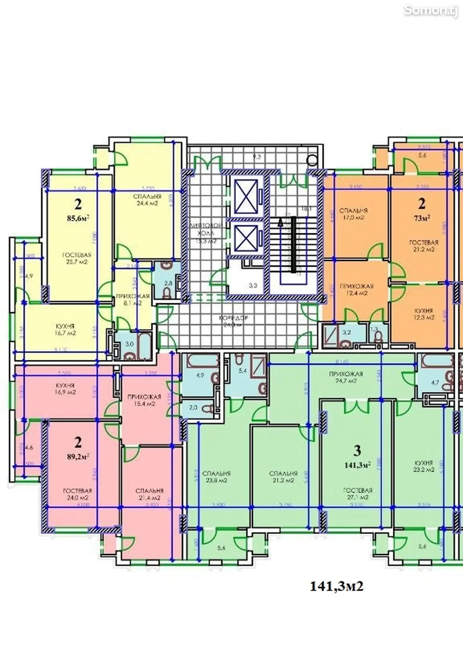 3-комн. квартира, 17 этаж, 141 м², Шоҳмансур-7