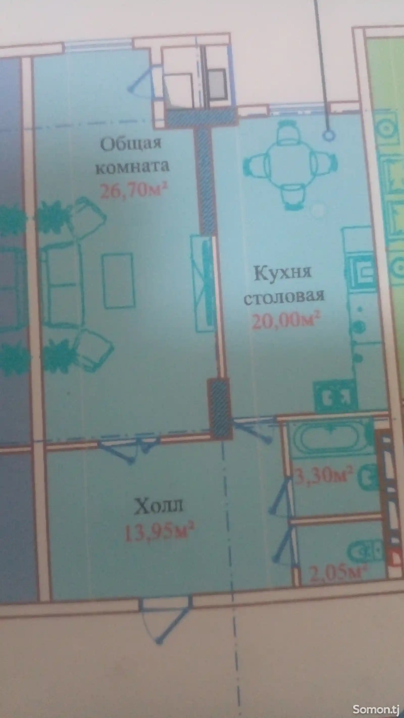 2-комн. квартира, 13 этаж, 66 м², 1 советский-2