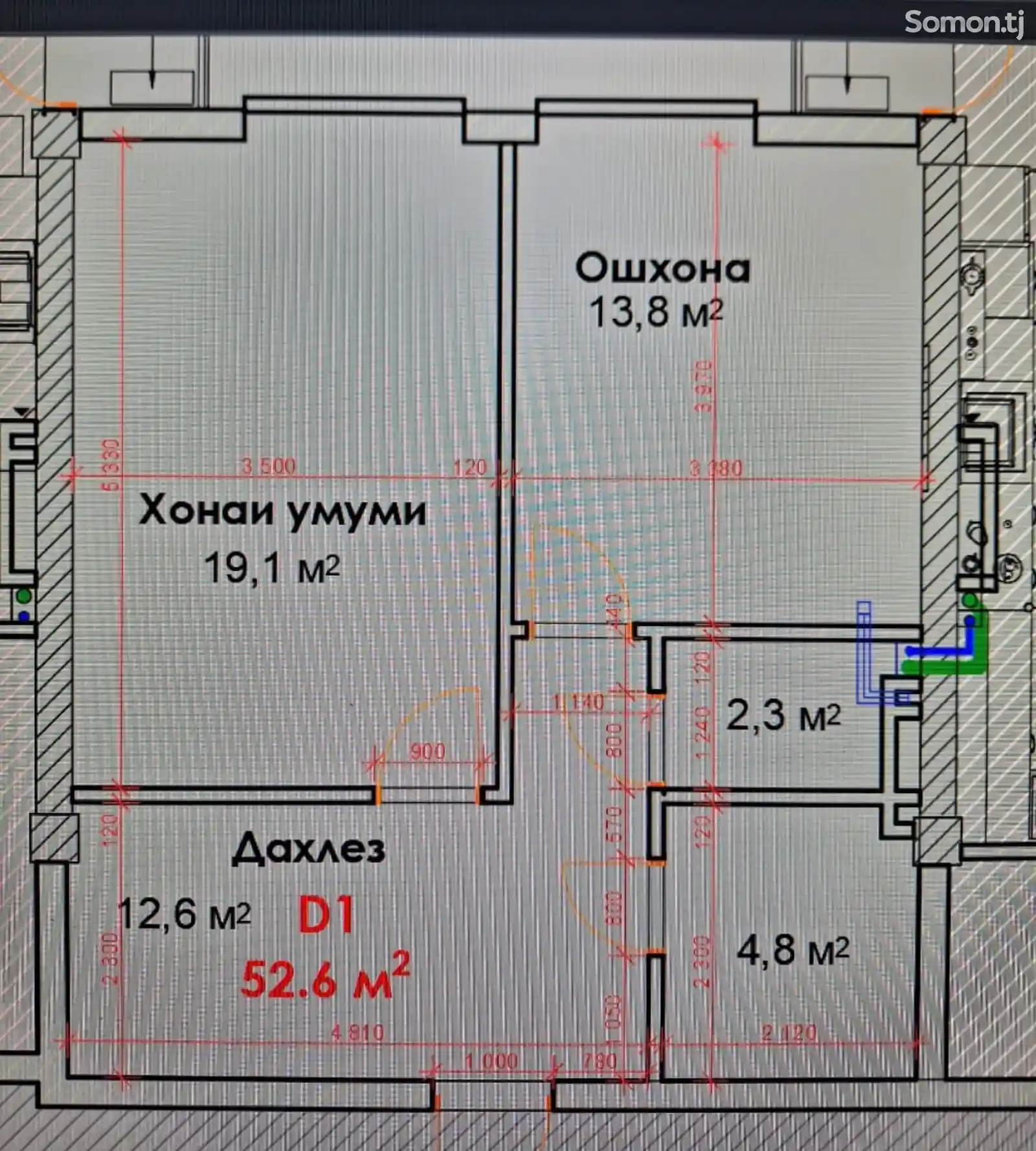 1-комн. квартира, 15 этаж, 52 м², Овир-3