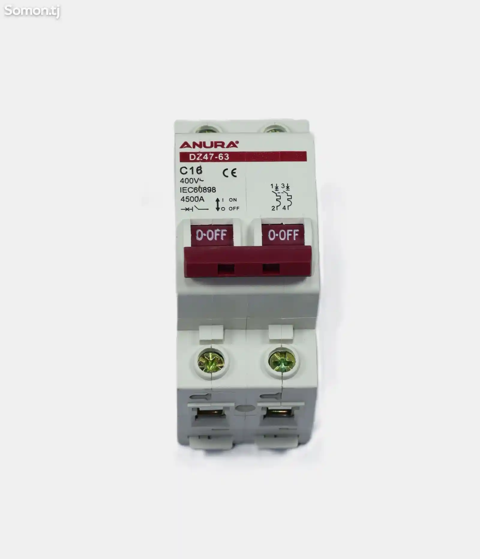Двухполюсный автомат выключатель Anura 16A-2P AE40216-1