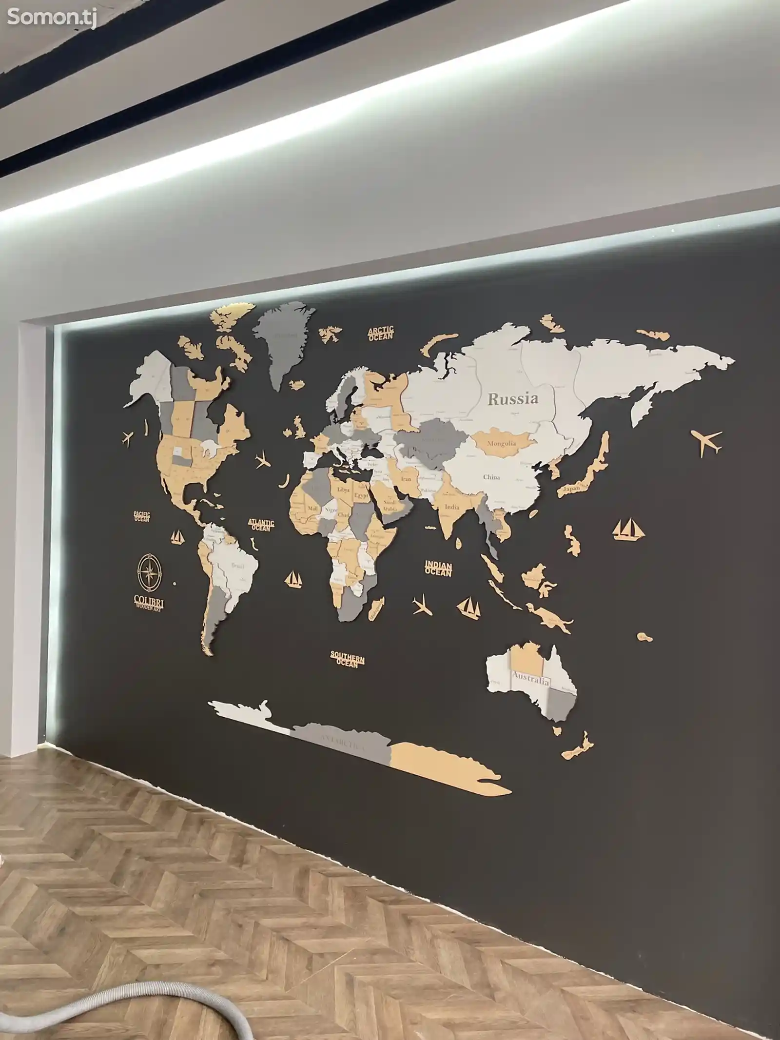 3D Карта Мира из дерева-4