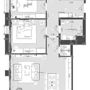 2-комн. квартира, 2 этаж, 65 м², поворот фабрики Ленинград