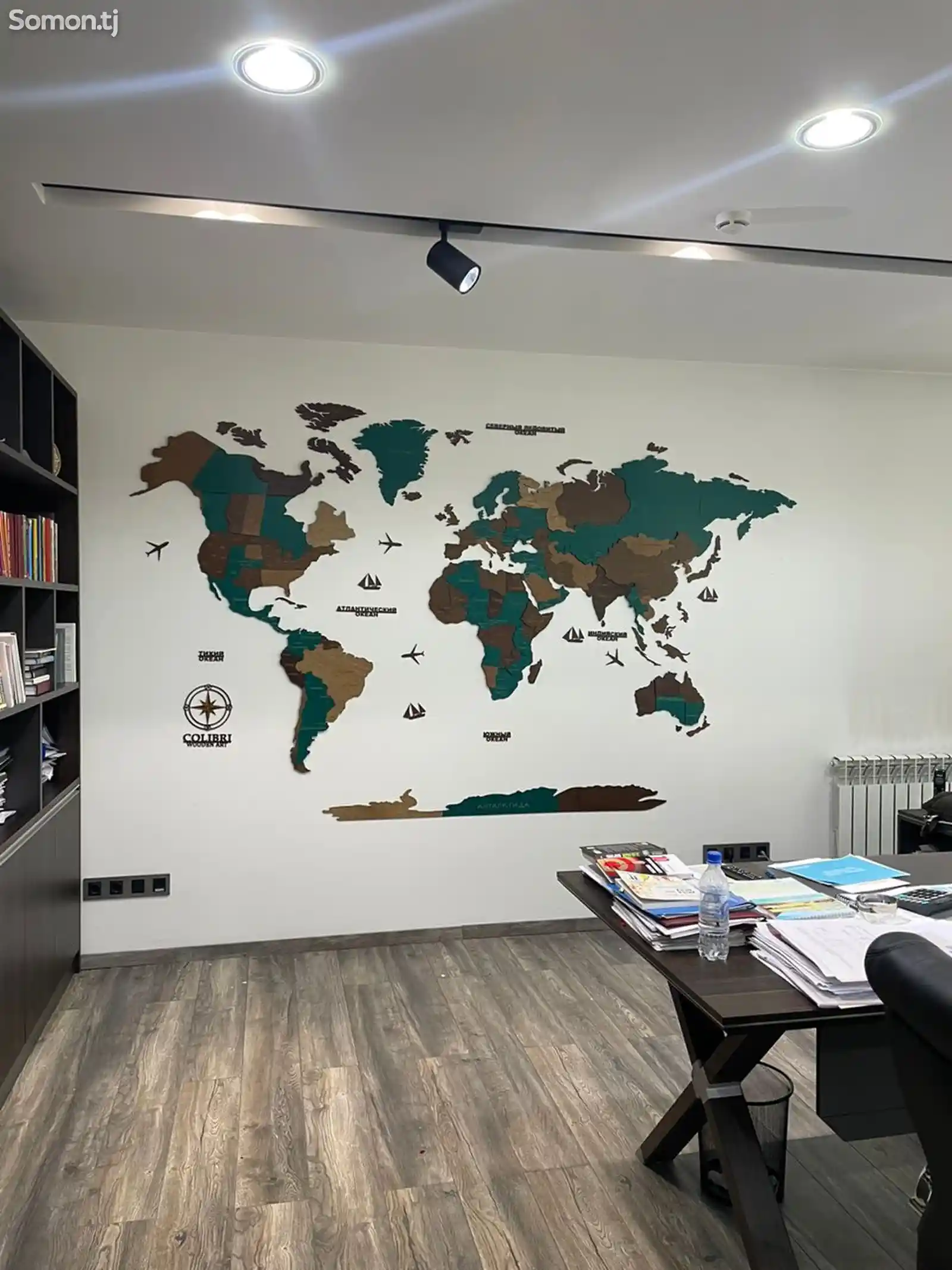 Премиальная 3D Карта Мира из дерева-11