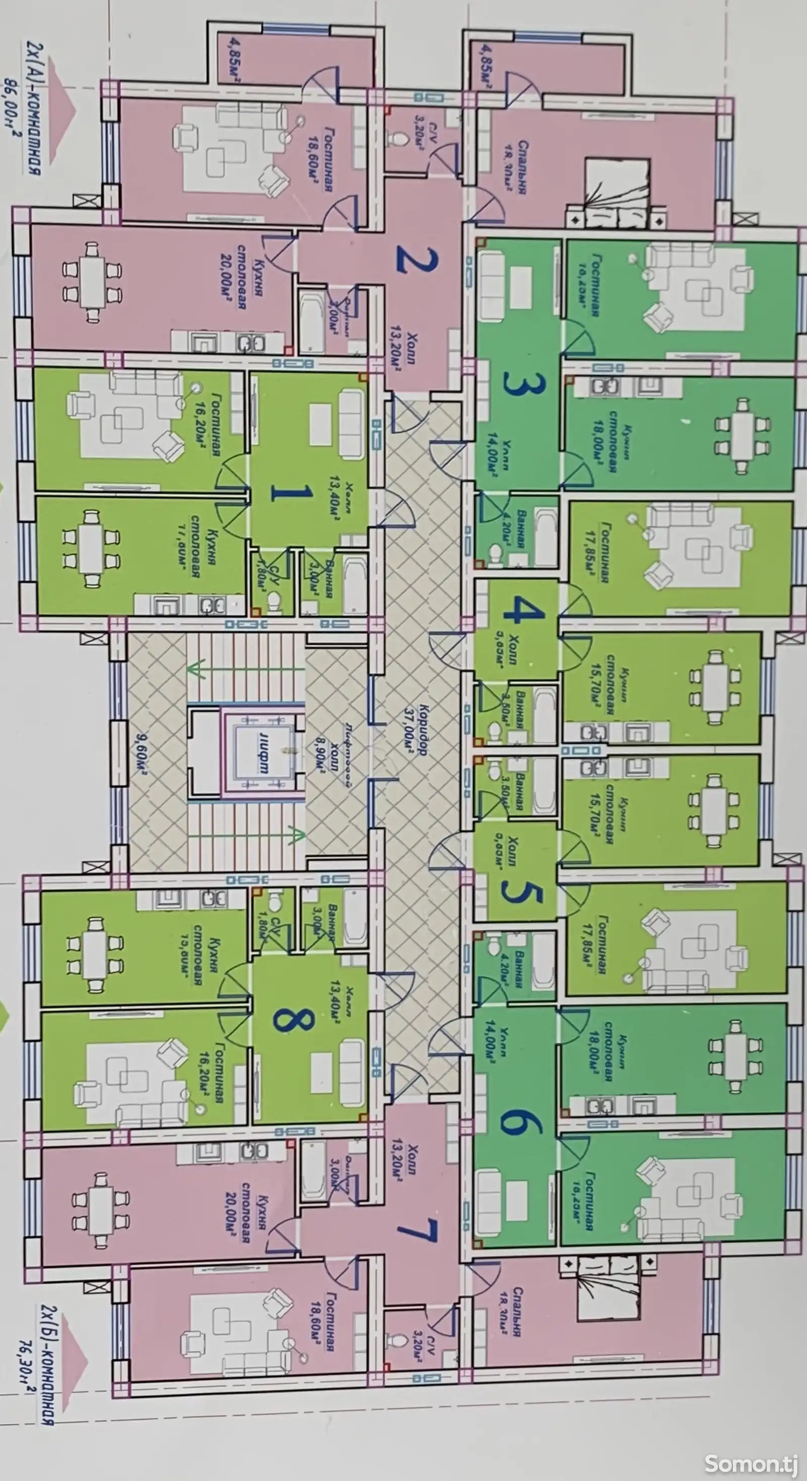 2-комн. квартира, 4 этаж, 55 м², 1мкр