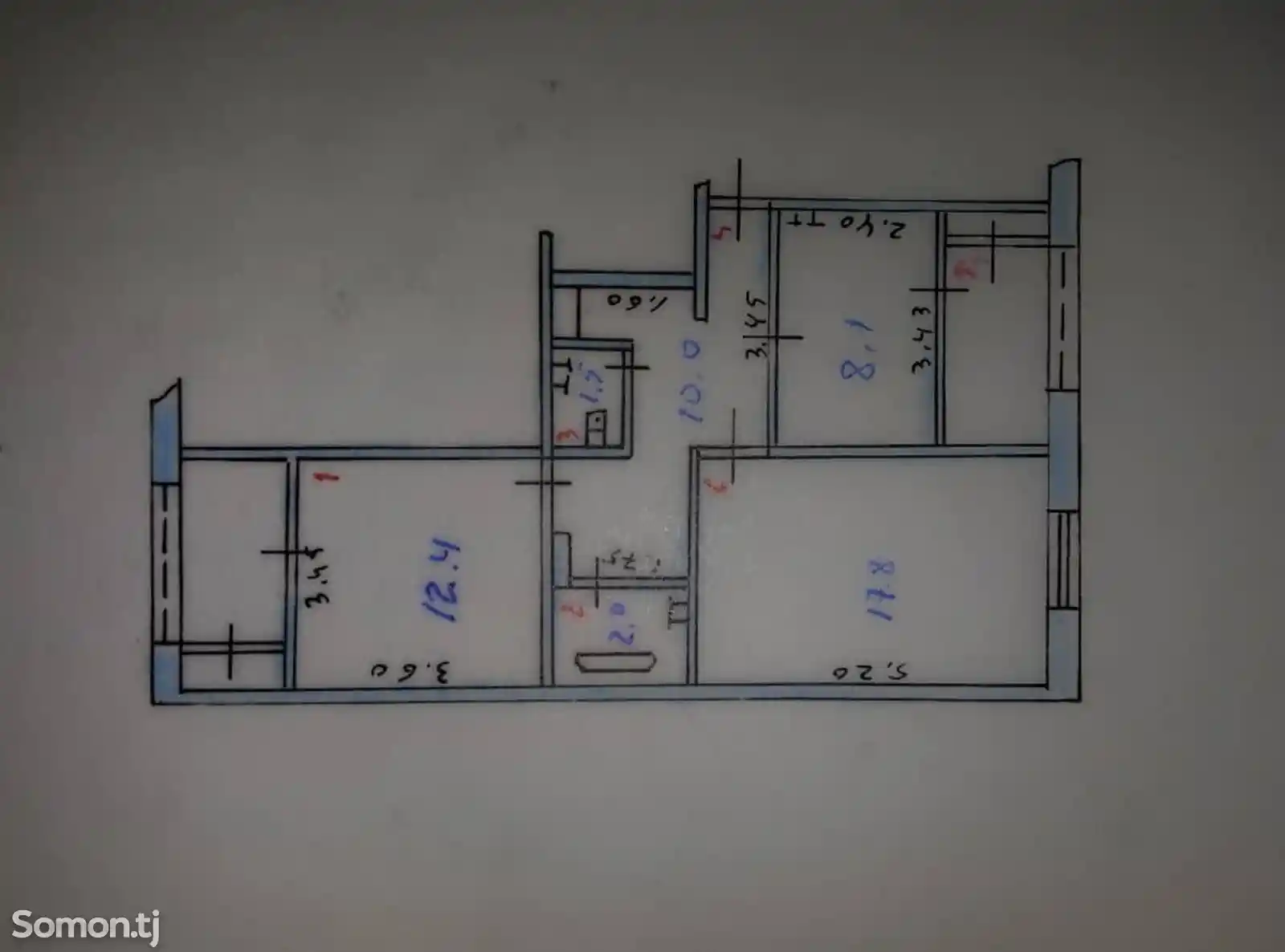 2-комн. квартира, 1 этаж, 60 м², Сино-5