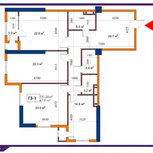 3-комн. квартира, 18 этаж, 132 м², Шохмансур Бустон сити