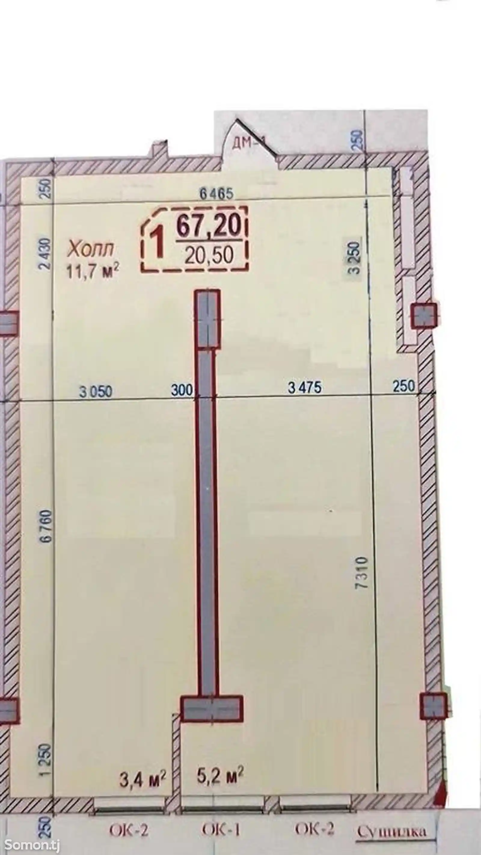 1-комн. квартира, 10 этаж, 68 м², Центр-15